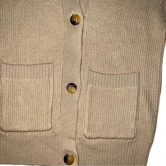 Evereve Tan Knit Cardigan with Buttons and Pockets Size XS - Picture 4 of 8